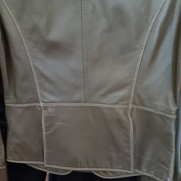 Women's Vegan Leather Military Style Jacket in Rich Green - Picture 10 of 13